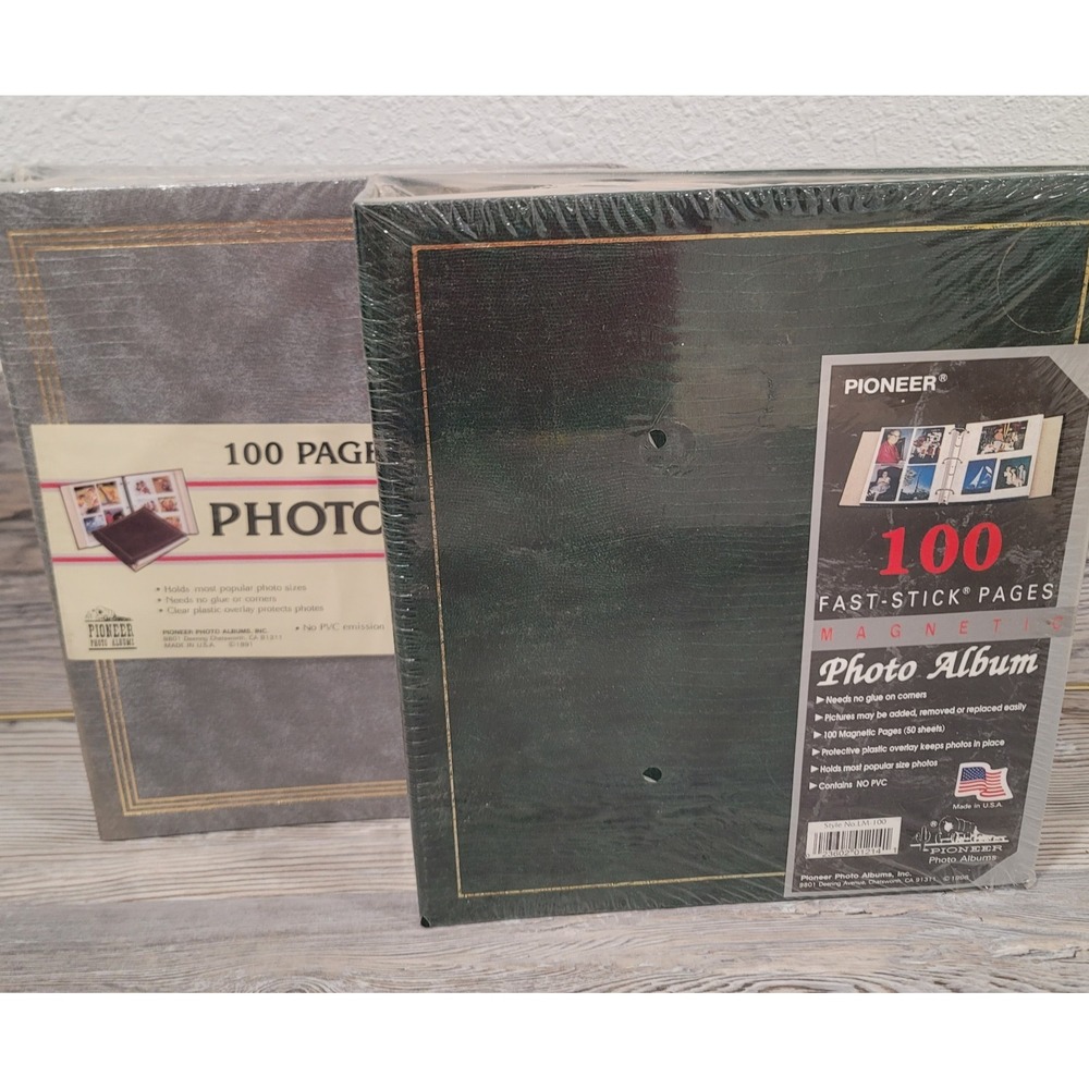 photo album vintage magnetic pages set of two New books Green, gray 12x10 NOS